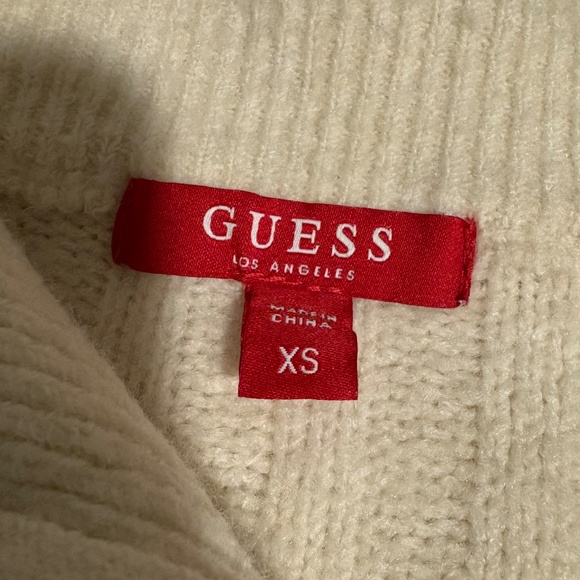 GUESS Cream Ribbed Quarter-Zip Sweater - Picture 3 of 3